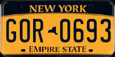 NY license plate GOR0693