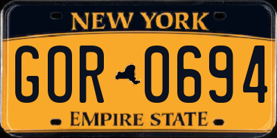 NY license plate GOR0694
