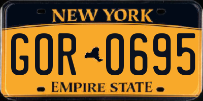 NY license plate GOR0695