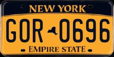NY license plate GOR0696