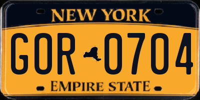 NY license plate GOR0704