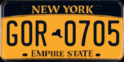 NY license plate GOR0705