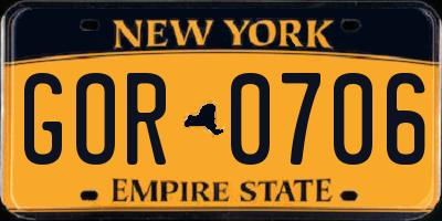 NY license plate GOR0706