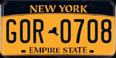 NY license plate GOR0708