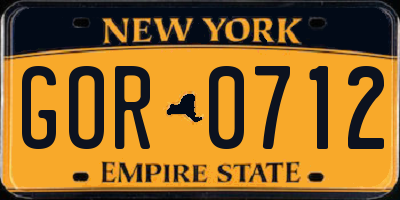 NY license plate GOR0712