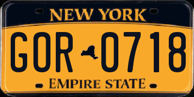 NY license plate GOR0718