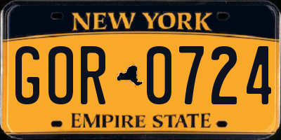 NY license plate GOR0724