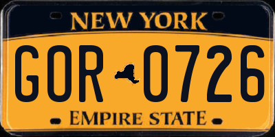 NY license plate GOR0726