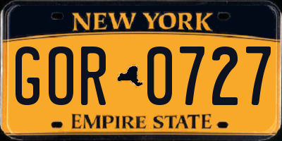 NY license plate GOR0727