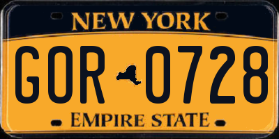 NY license plate GOR0728