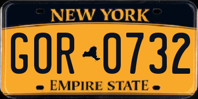 NY license plate GOR0732