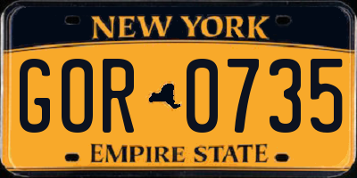 NY license plate GOR0735