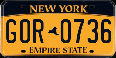 NY license plate GOR0736