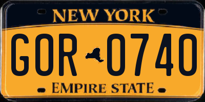 NY license plate GOR0740