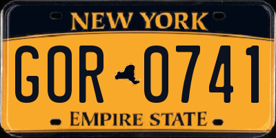 NY license plate GOR0741