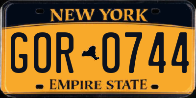 NY license plate GOR0744