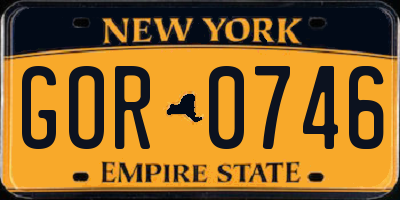 NY license plate GOR0746
