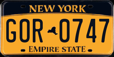 NY license plate GOR0747