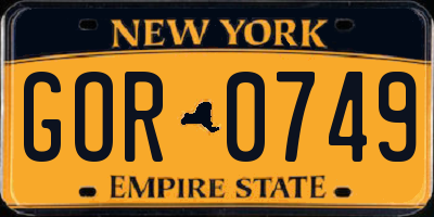 NY license plate GOR0749