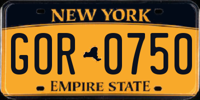 NY license plate GOR0750