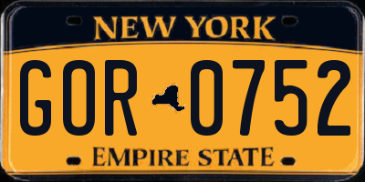 NY license plate GOR0752