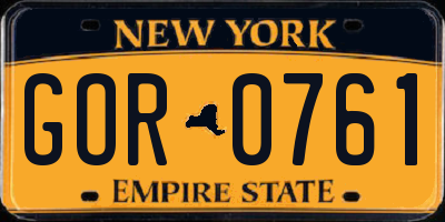 NY license plate GOR0761