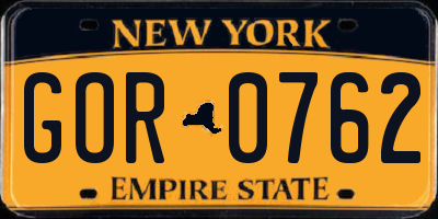 NY license plate GOR0762