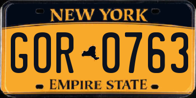 NY license plate GOR0763