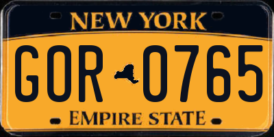 NY license plate GOR0765