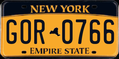 NY license plate GOR0766