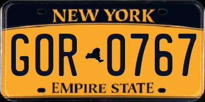 NY license plate GOR0767