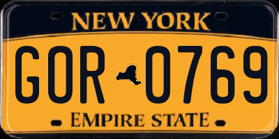 NY license plate GOR0769