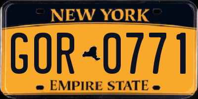 NY license plate GOR0771