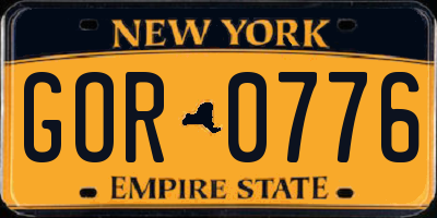 NY license plate GOR0776