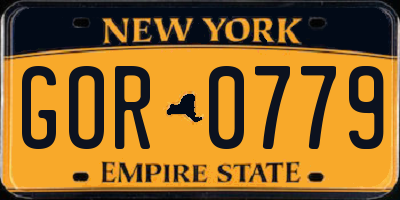 NY license plate GOR0779