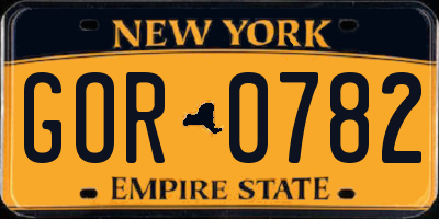 NY license plate GOR0782