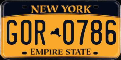 NY license plate GOR0786