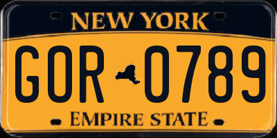 NY license plate GOR0789