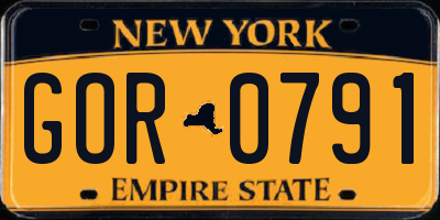 NY license plate GOR0791
