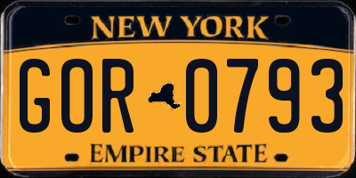 NY license plate GOR0793