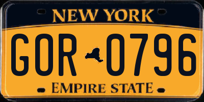 NY license plate GOR0796