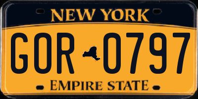 NY license plate GOR0797