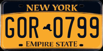 NY license plate GOR0799