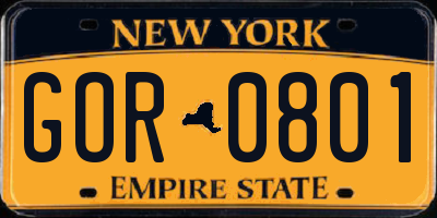 NY license plate GOR0801