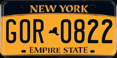 NY license plate GOR0822