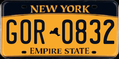NY license plate GOR0832