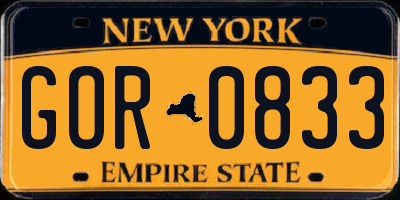 NY license plate GOR0833