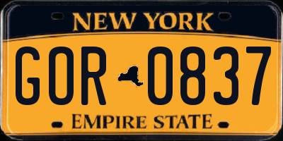 NY license plate GOR0837