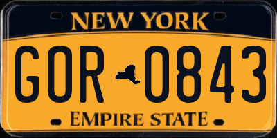 NY license plate GOR0843