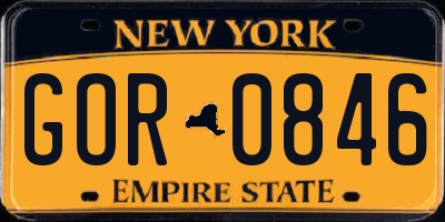 NY license plate GOR0846